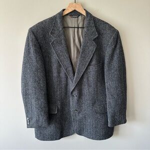 Foursome Harris Tweed Vintage Blazer Mens 43R Blue Wool Herringbone Jacket